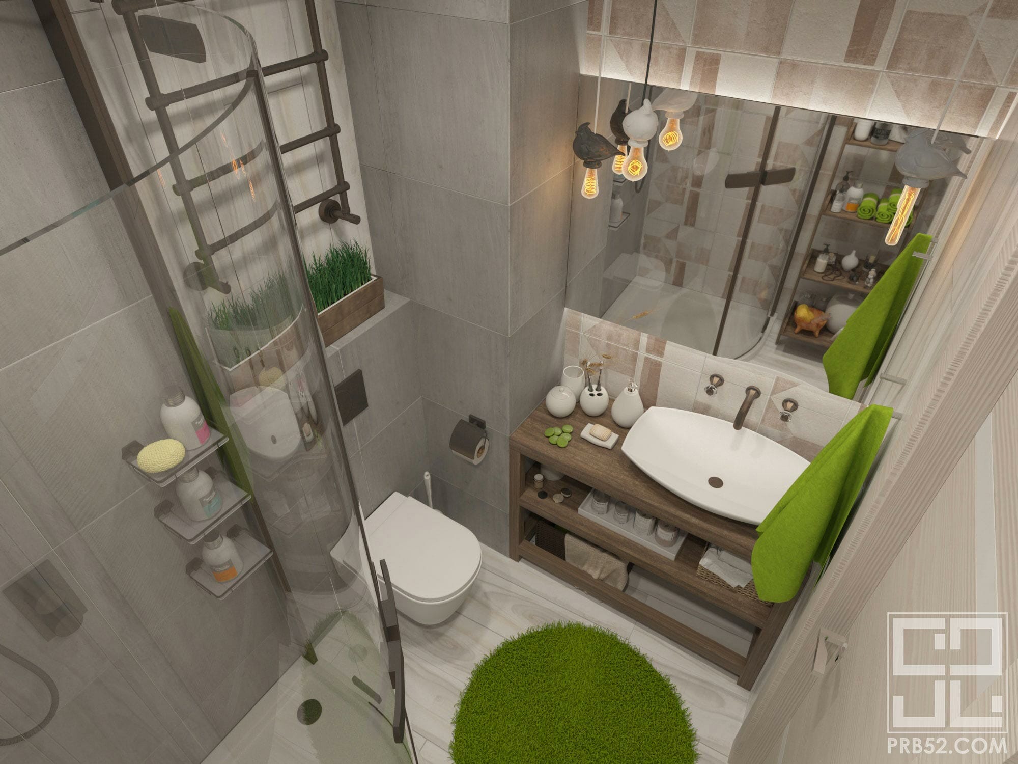 дизайн интерьера ванной комнаты в стиле лофт